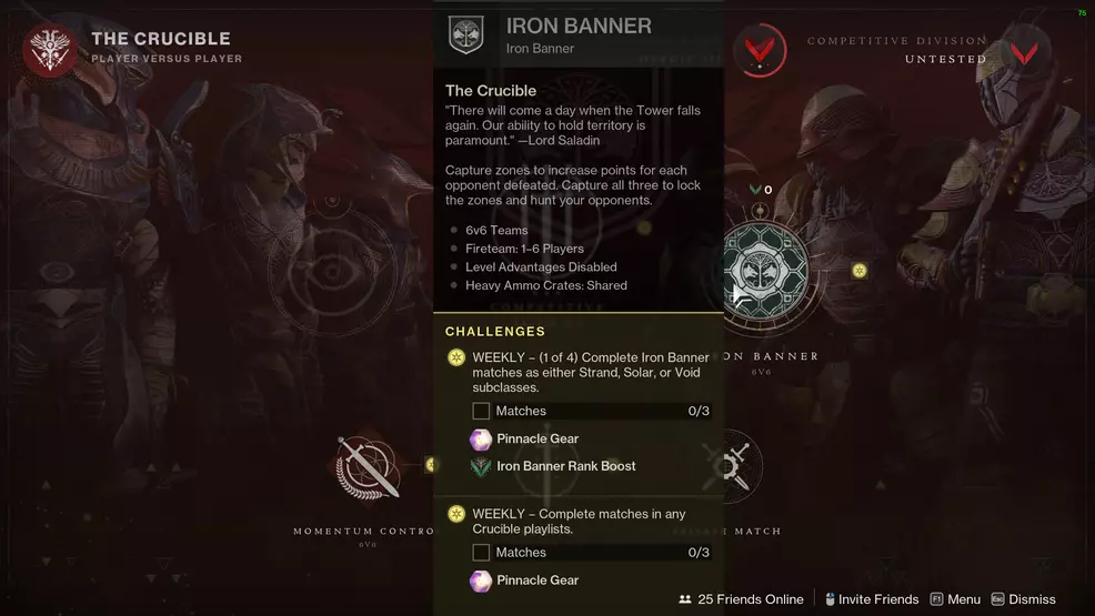 Iron Banner challenges for Season 20