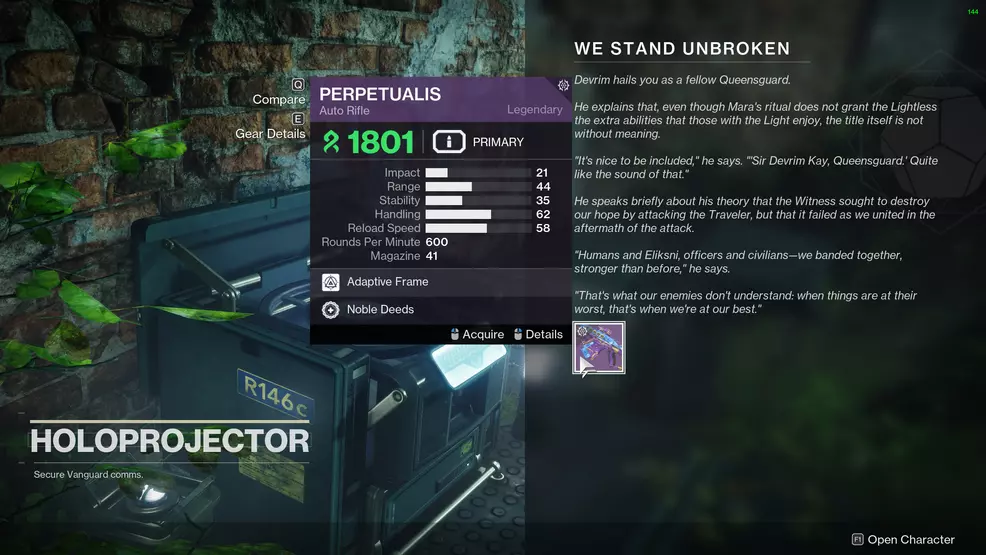 Season of Defiance questline week 2 reward