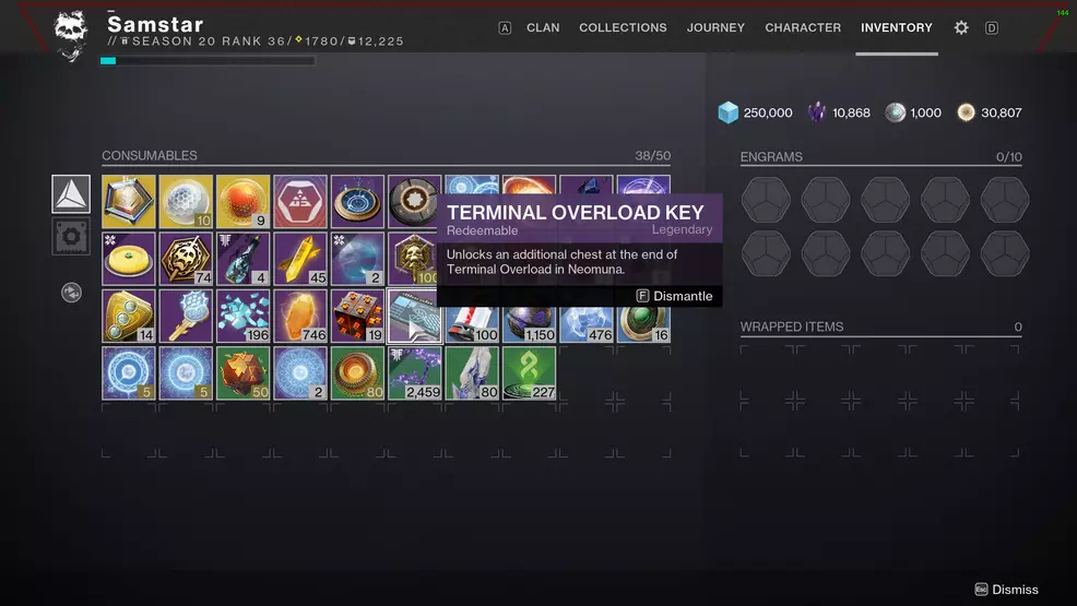 A Terminal Overload key in the inventory