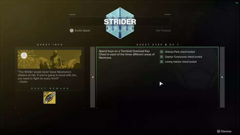 The second step for Strider listing the three areas on Neomuna