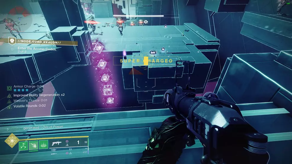 An access code pattern below a ledge in the Vex Network