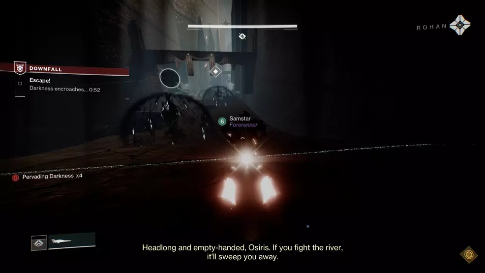 A Guardian trying to escape in the Downfall mission from Destiny 2: Lightfall
