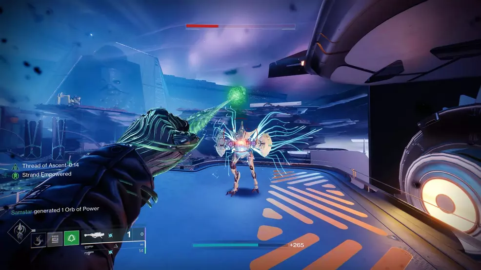A Guardian using Strand to defeat Vex in Destiny 2: Lightfall