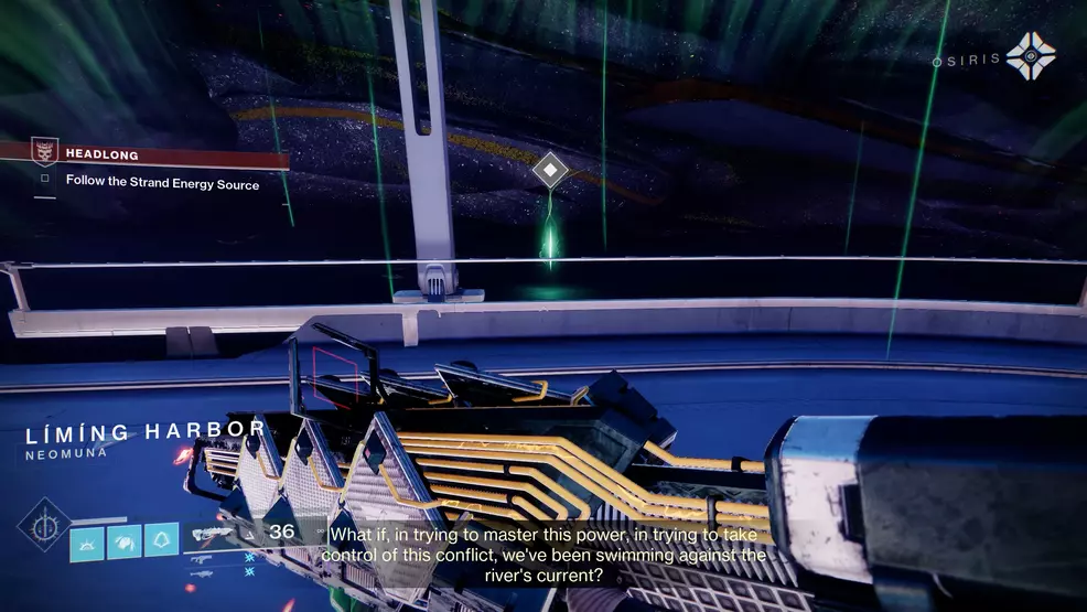 A Guardian approaching a Strand energy source in Destiny 2: Lightfall