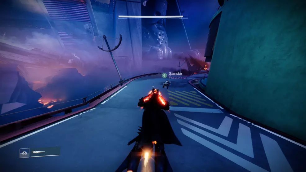 A Guardian driving a sparrow in Neomuna in Destiny 2