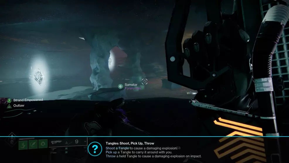 Vex Oracles suspended in the air that must be destroyed using Tangles during Destiny 2: Lightfall