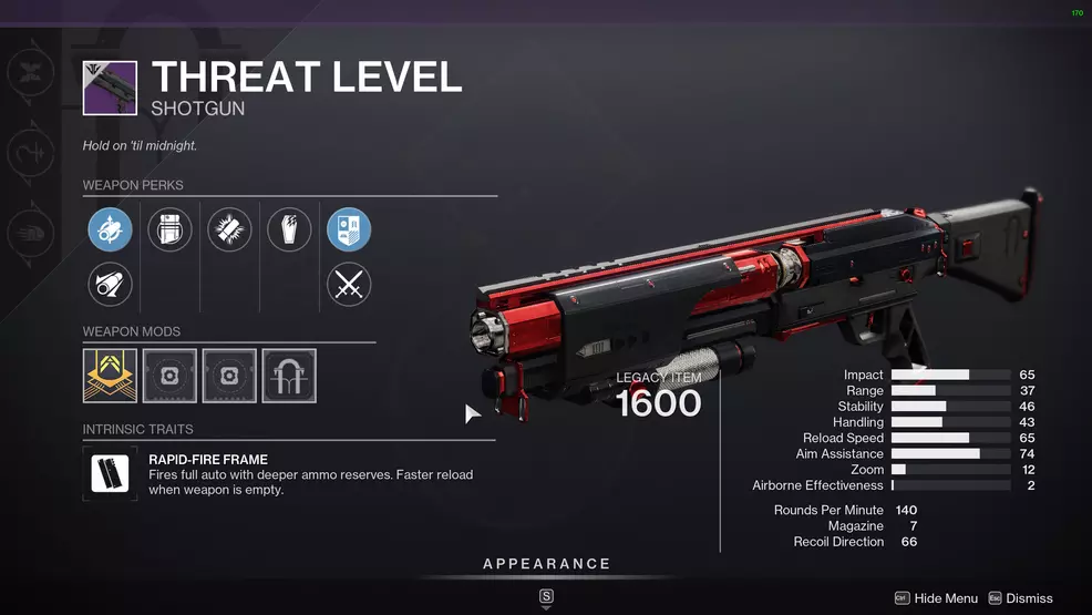 The Threat Level Shotgun from Scourge of the Past