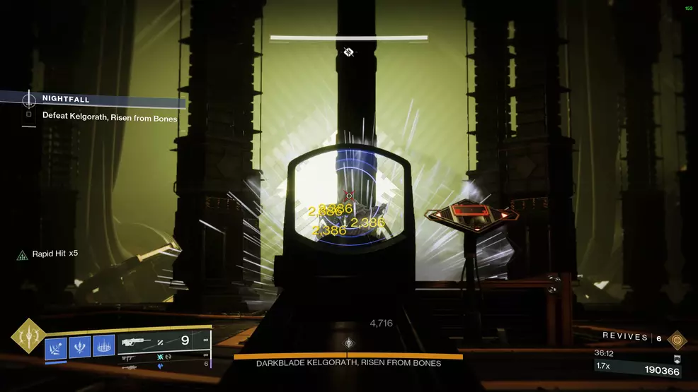 First-person perspective of shooting the boss in Heist Battlegrounds Mars using Hung Jury