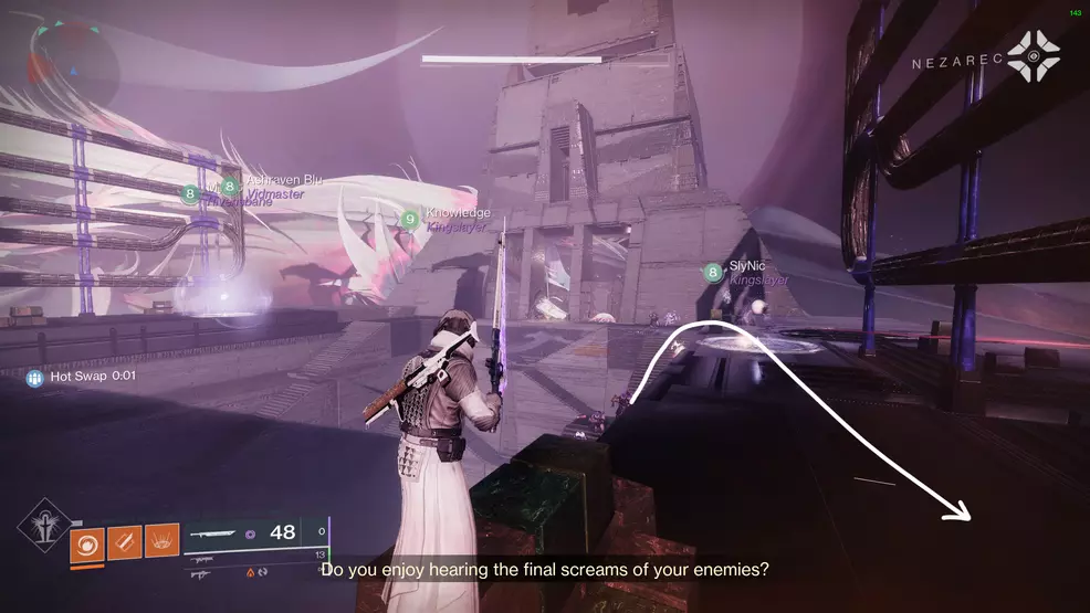 The zigzagging stairs section in the jumping puzzle in Root of Nightmares