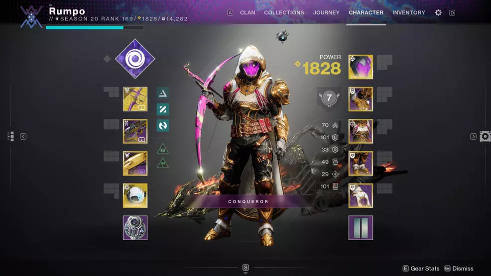 An image showing the stats of a Hunter capable of maintaining infinite invisibility in Destiny 2