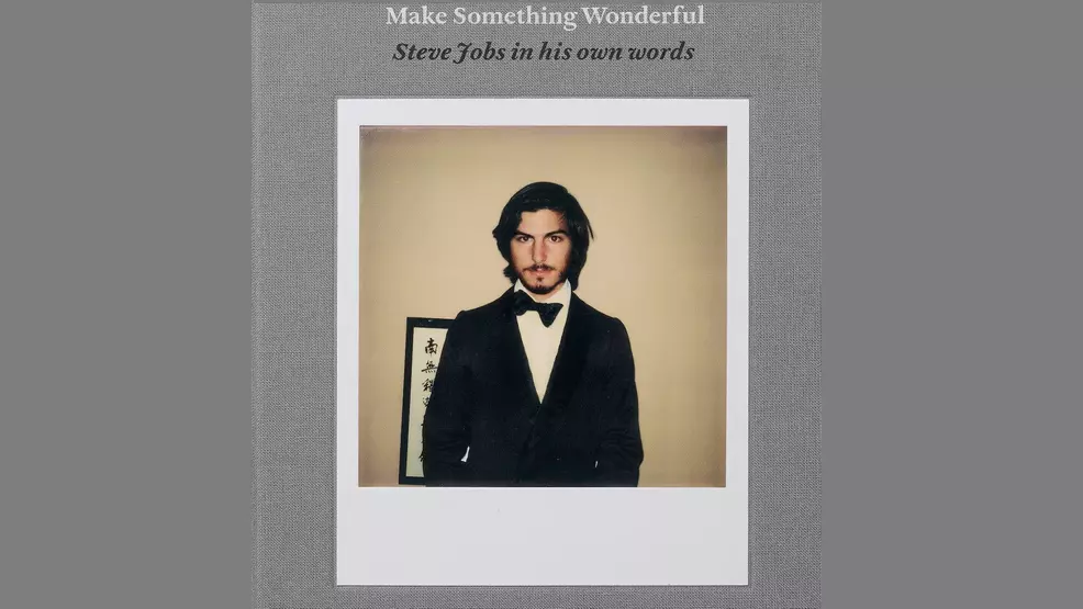 Cover of Steve Jobs memoir on a grey background