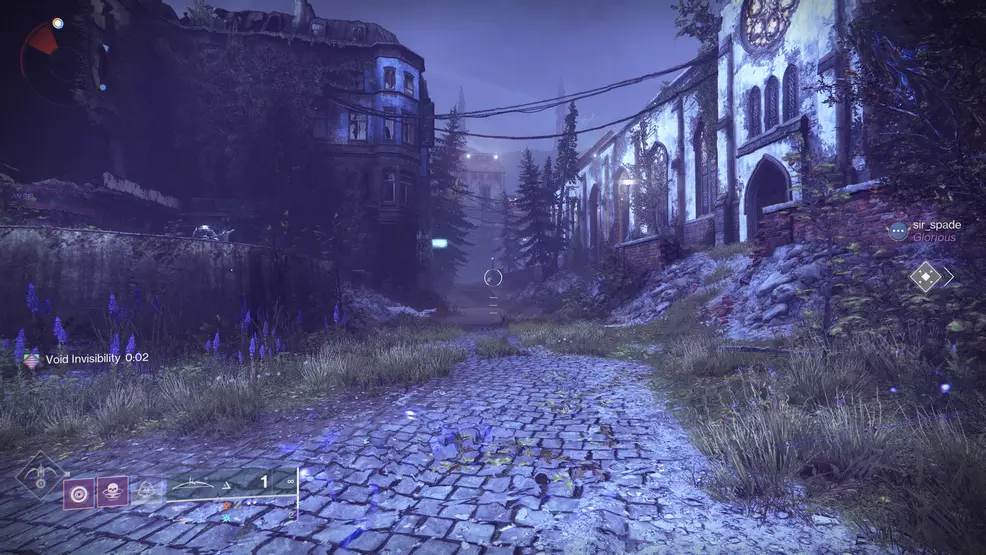 A screenshot showing an invisible Hunter in the EDZ of Destiny 2