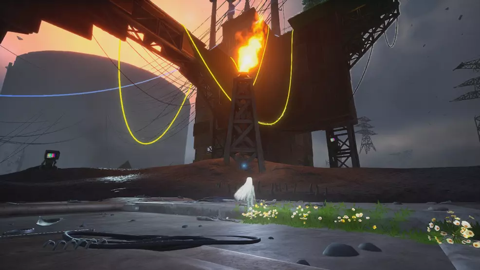 A screenshot of an active oil drill in After Us. A screenshot of an active oil drill in After Us.