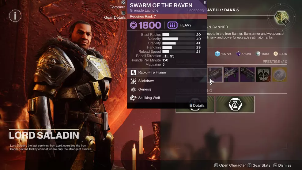 An image showing Swarm of the Raven on the Iron Banner rewards track in Season 21 of Destiny 2
