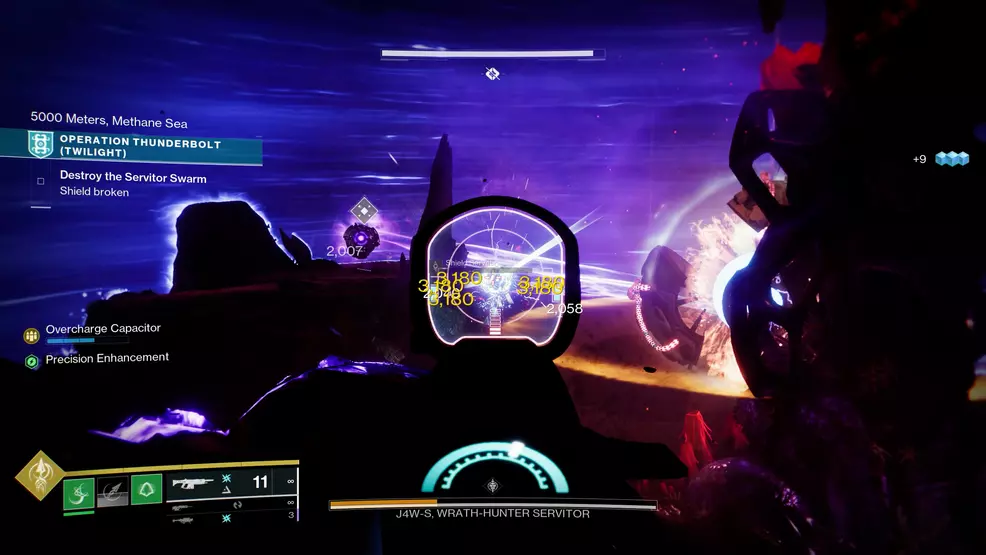 An image showing combat during the Operation Thunderbolt mission as part of the Into the Depths quest in Destiny 2