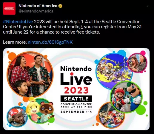 Nintendo Live 2023 promotional tweet