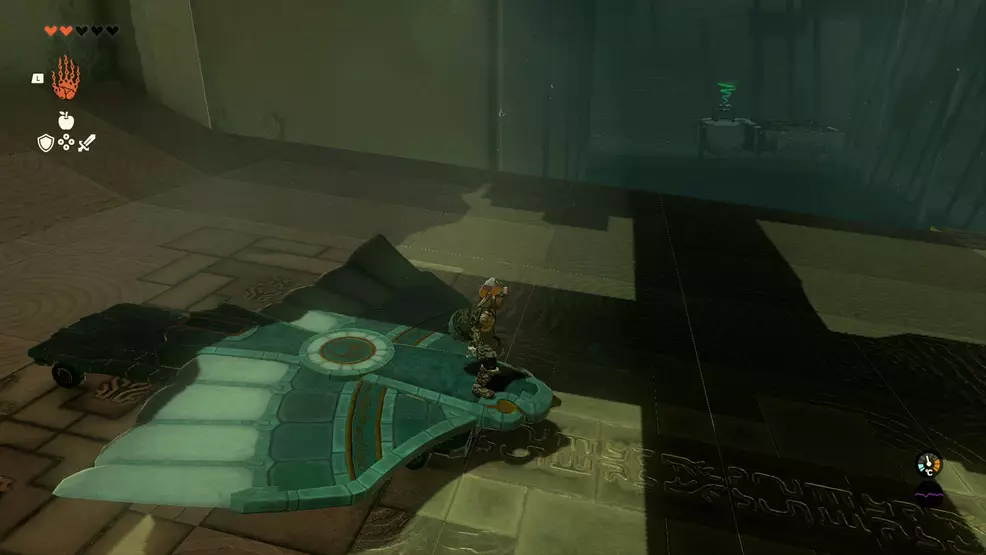 Link stands on a pair of Zonai wings attached to wheels