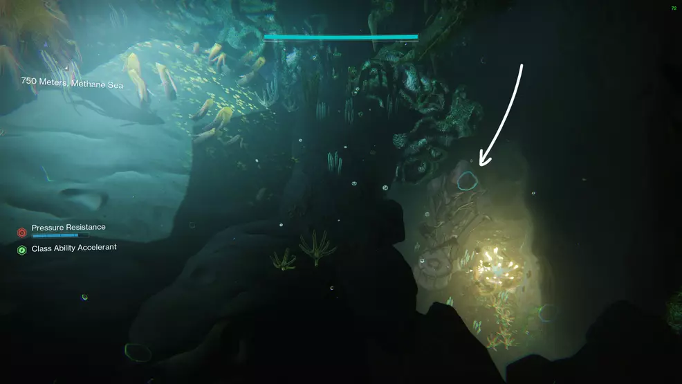 A Hive statue in an underwater section in a Deep Dive