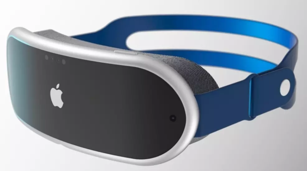 A mockup of Apple Reality AR/VR HMD.
