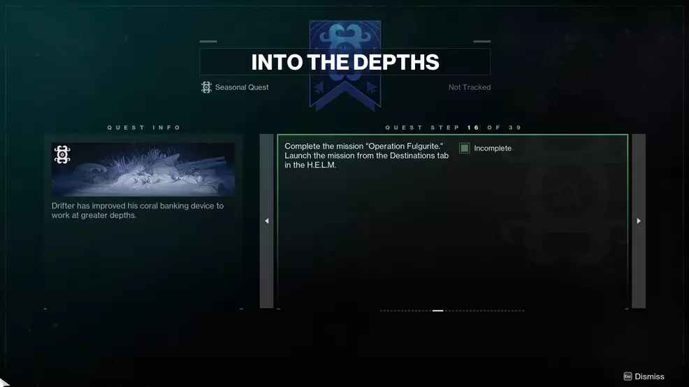 An image showing the quest details for the Season of the Deep campaign in Destiny 2