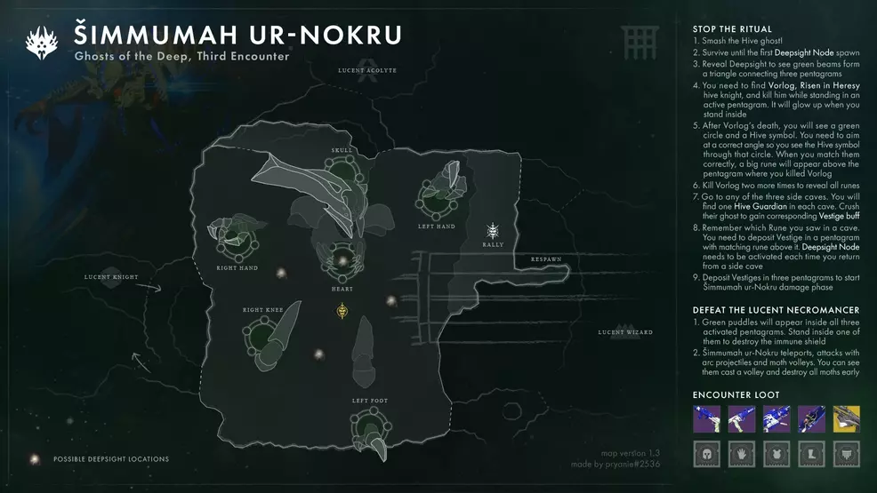 An image showing a map of the Simmumah ur-Nokru encounter in the Ghosts of the Deep dungeon