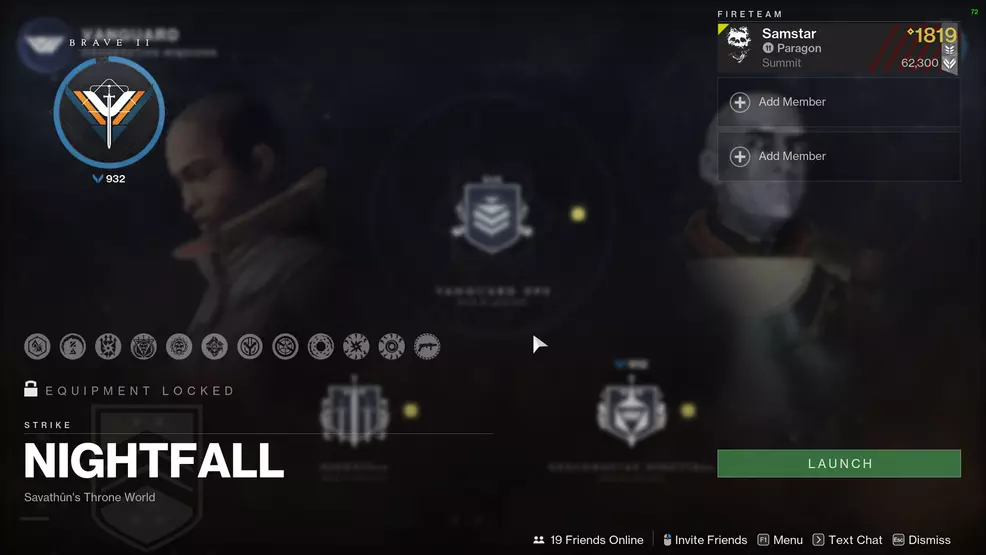 The Lightblade Grandmaster Nightfall launch screen in Destiny 2