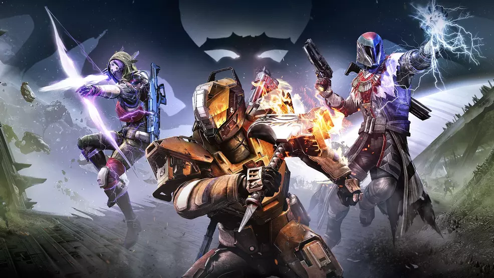 Promo image of Destiny: The Taken King showing the three Guardian classes