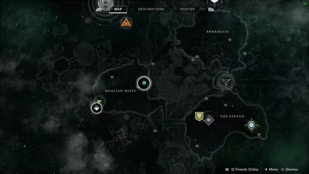 The chest location highlighted on the map with the cursor