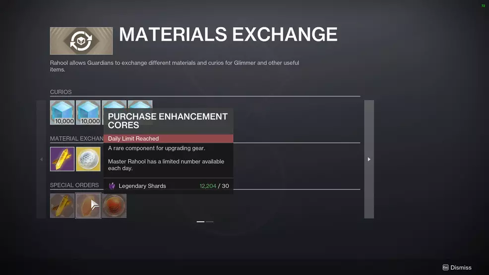 Material Exchange at Rahool showing Enhancement Cores