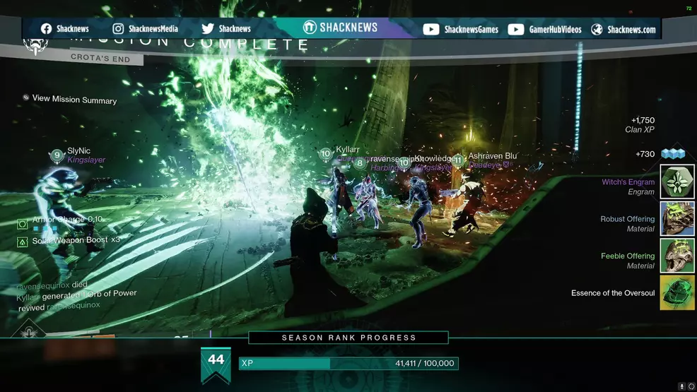 Essence of the Oversoul dropping after defeating Crota on Contest Mode