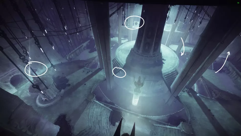 Hive symbols in the Extraction Lost Sector circled