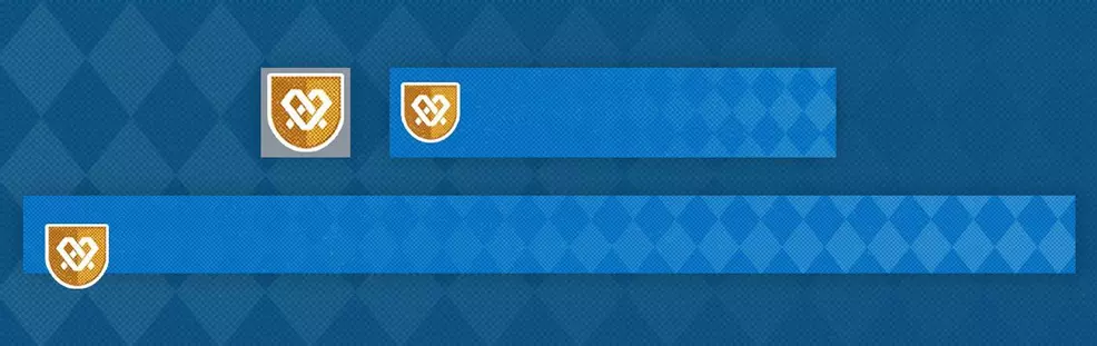 An image of the Prost emblem featuring a pretzel on a shield set against a blue diamond checkerboard