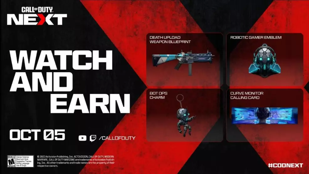 The four rewards given out during the Call of Duty: NEXT livestream.