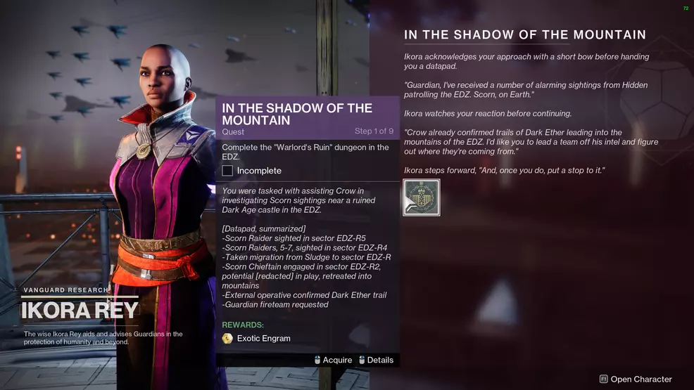 Ikora offering the quest In the Shadow of the Mountain