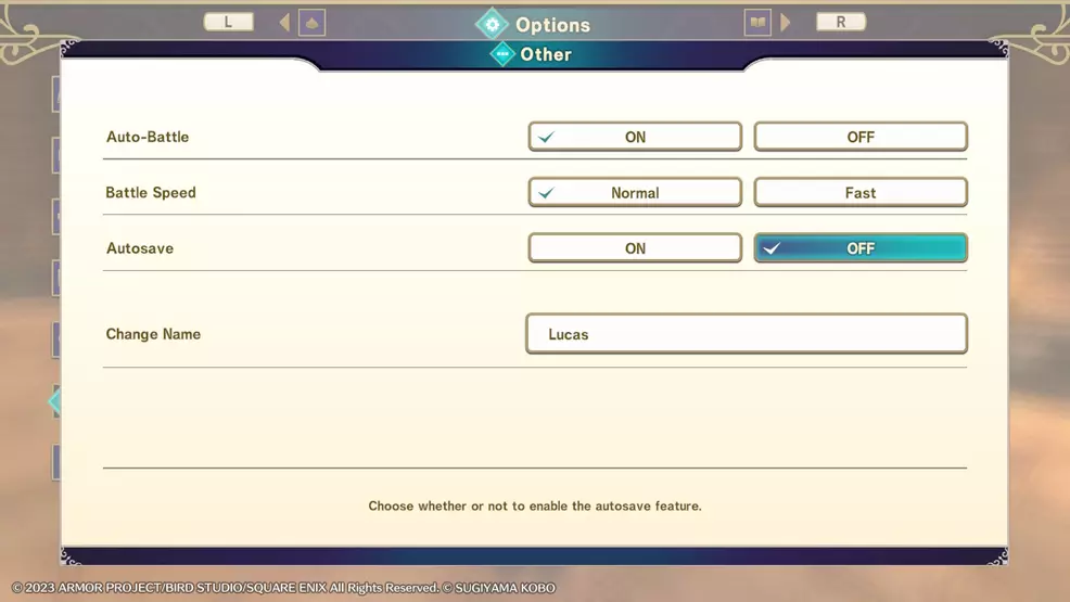 Options showing how to turn off autosave in DQM the dark prince