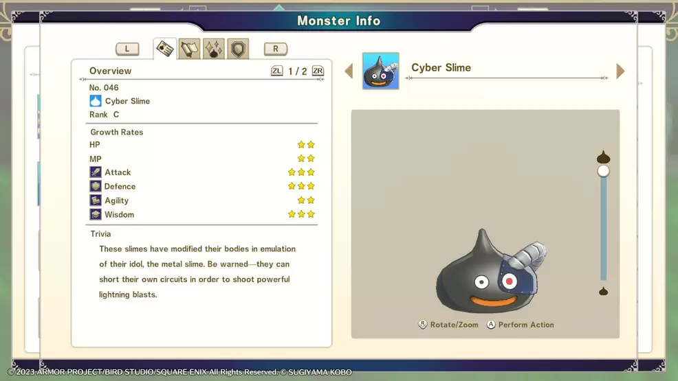 Detailed information on a monster in DQM the dark prince