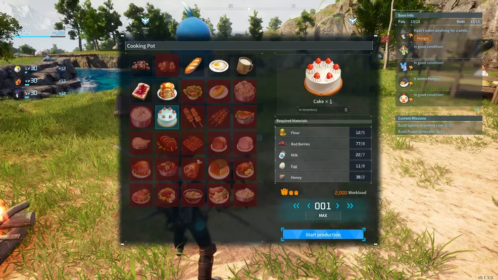 The ingredients to make Cake in Palworld