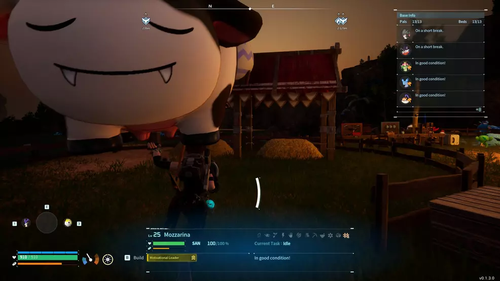 The player throws a cow-like Pal into a Breeding Farm