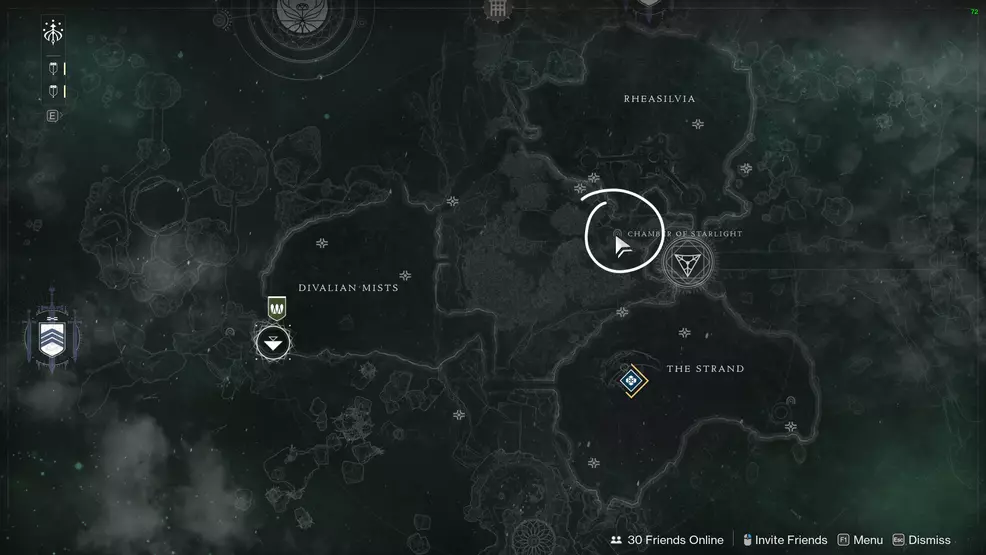 Chamber of Starlight circled on the map