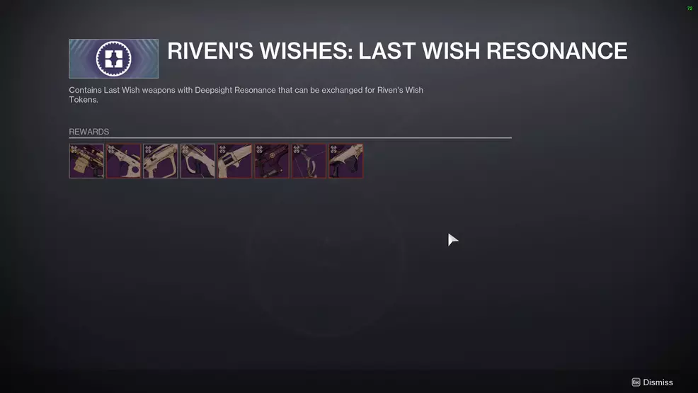 The Last Wish weapon rewards for Riven's Wishes