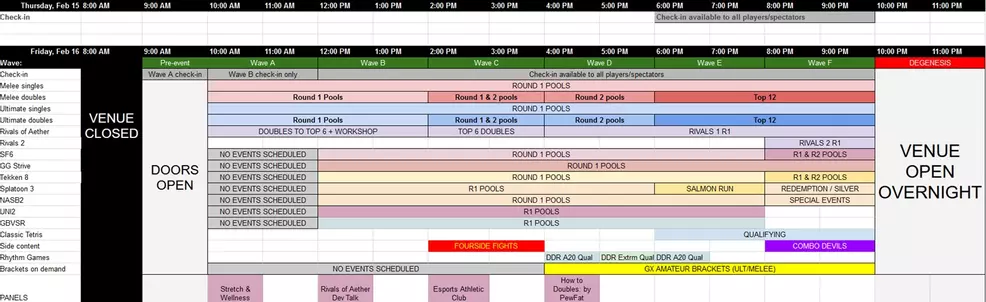 Genesis X schedule for Friday, February 16, 2024