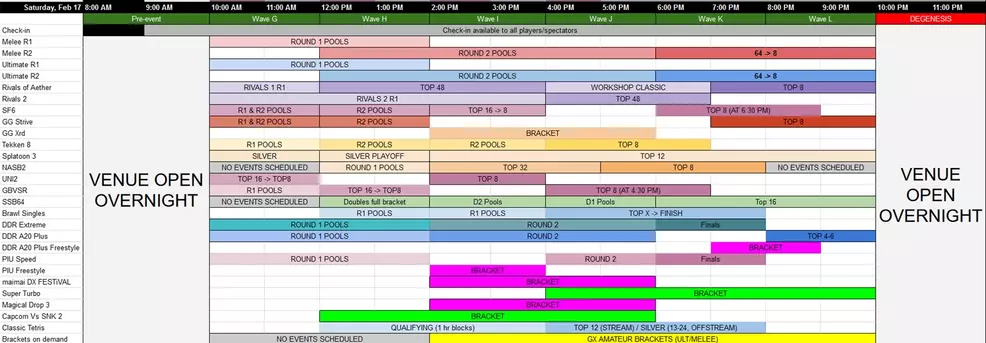Genesis X schedule for Saturday, February 16, 2024