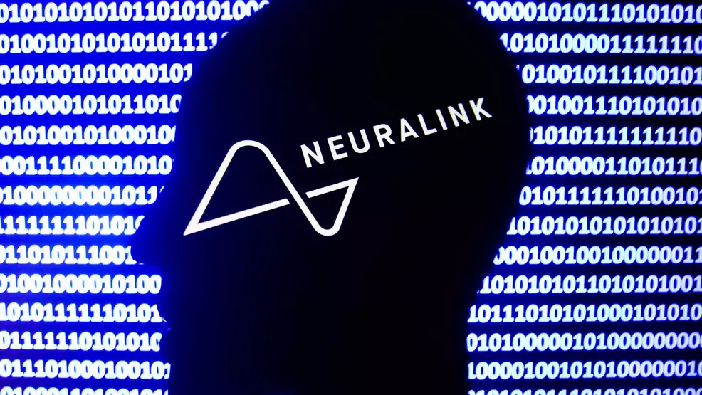 A side profile of a human silhouette and the Neuralink logo.
