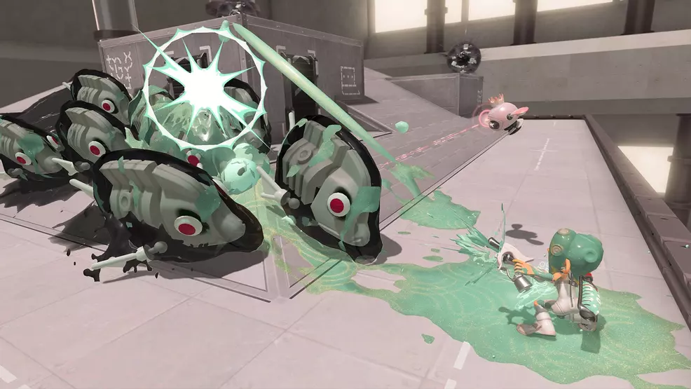 The player fights several fish-like monsters