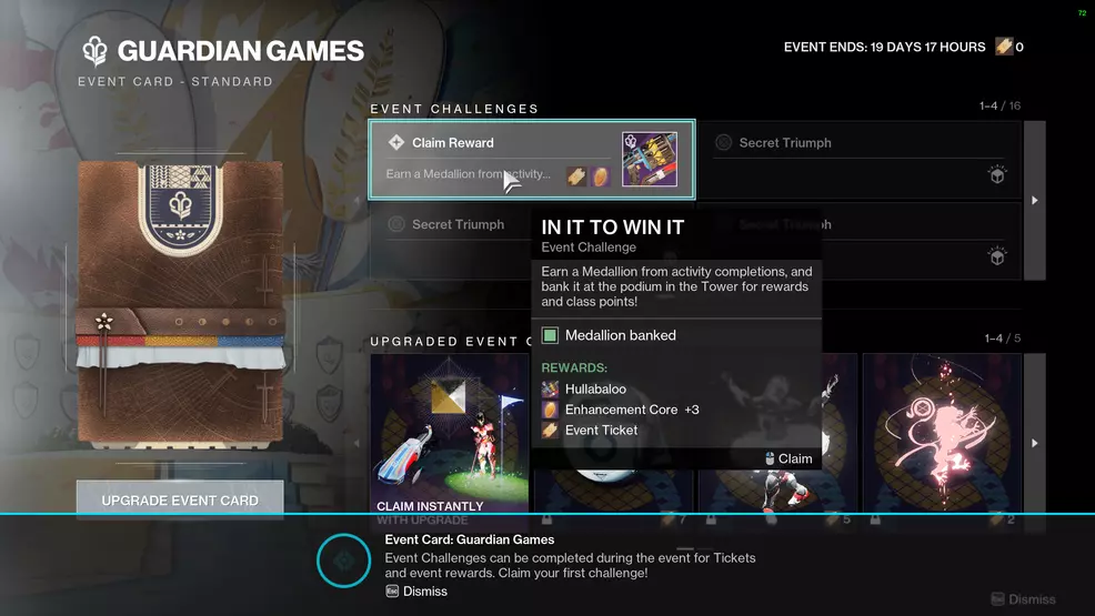 The Event Card for Guardian Games 2024 showing an Event Challenge