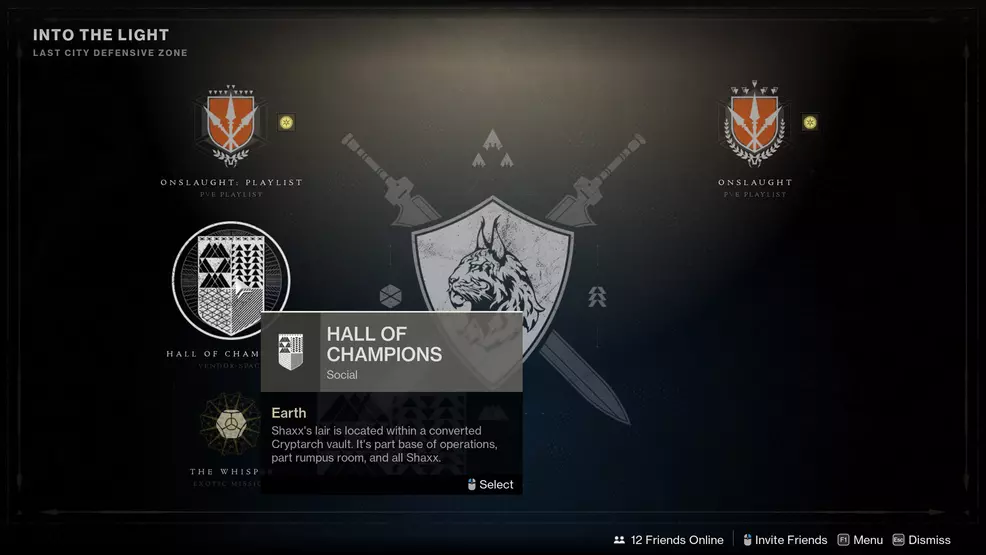 An image showing the location of the Hall of Champions in Destiny 2 in the Director.