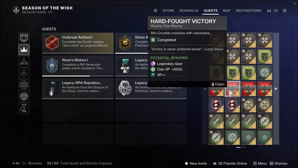 A Hawthorne bounty showing XP++