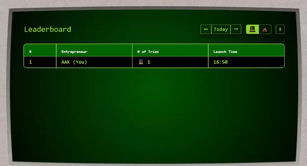 Screenshot of the new Bubbletron Leaderboard screen.