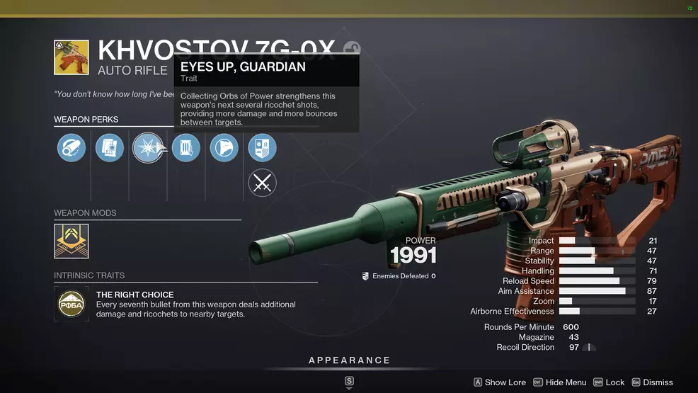 Inspecting the Khvostov's perks