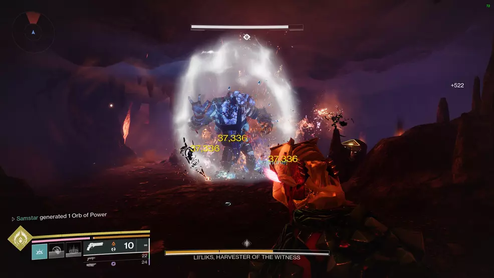a scorn abomination in a small cavern